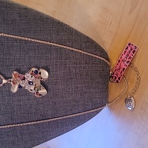 Betsey Johnson Stone Embellished Bear With Bow Necklace